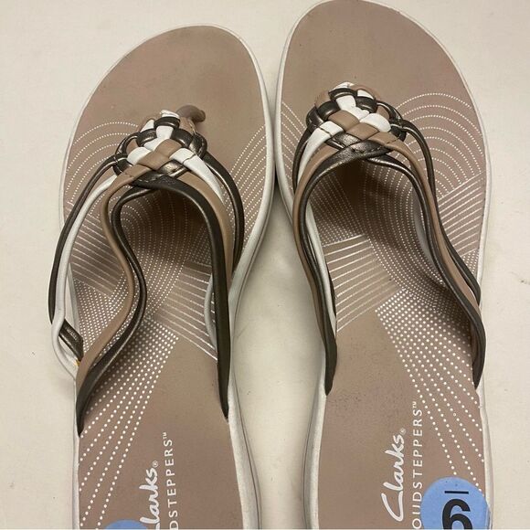 Clarks cloudsteppers comfort slip on sandal flip-flops Breeze Coral 9 NEW - Picture 3 of 6